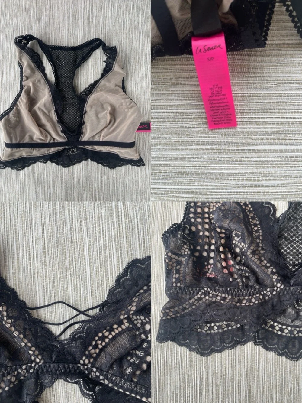 3 La Senza Lace Bralettes in Black and Cream - Women  Intimates  Size Small - Picture 4 of 13